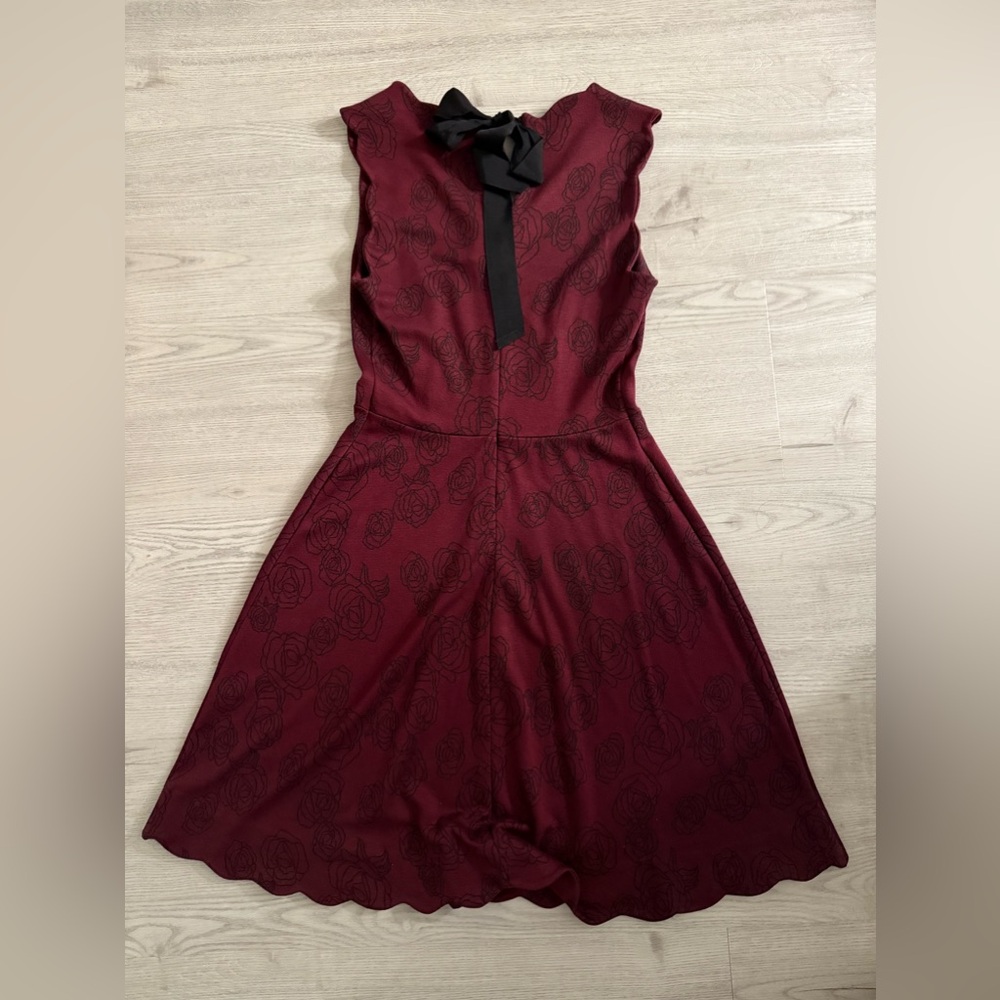 41 Hawthorn Red Ruffled Pleated Fit and Flare Mini Dress